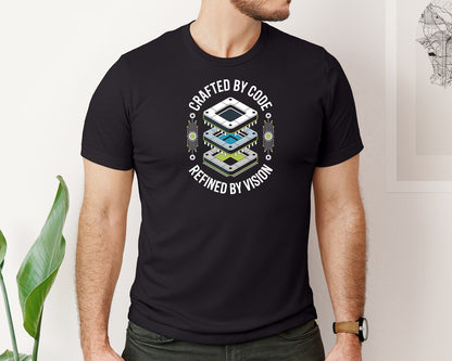 brand:Bella Canvas|color:Black|Crafted By Code Refined By Vision Graphic T-Shirt