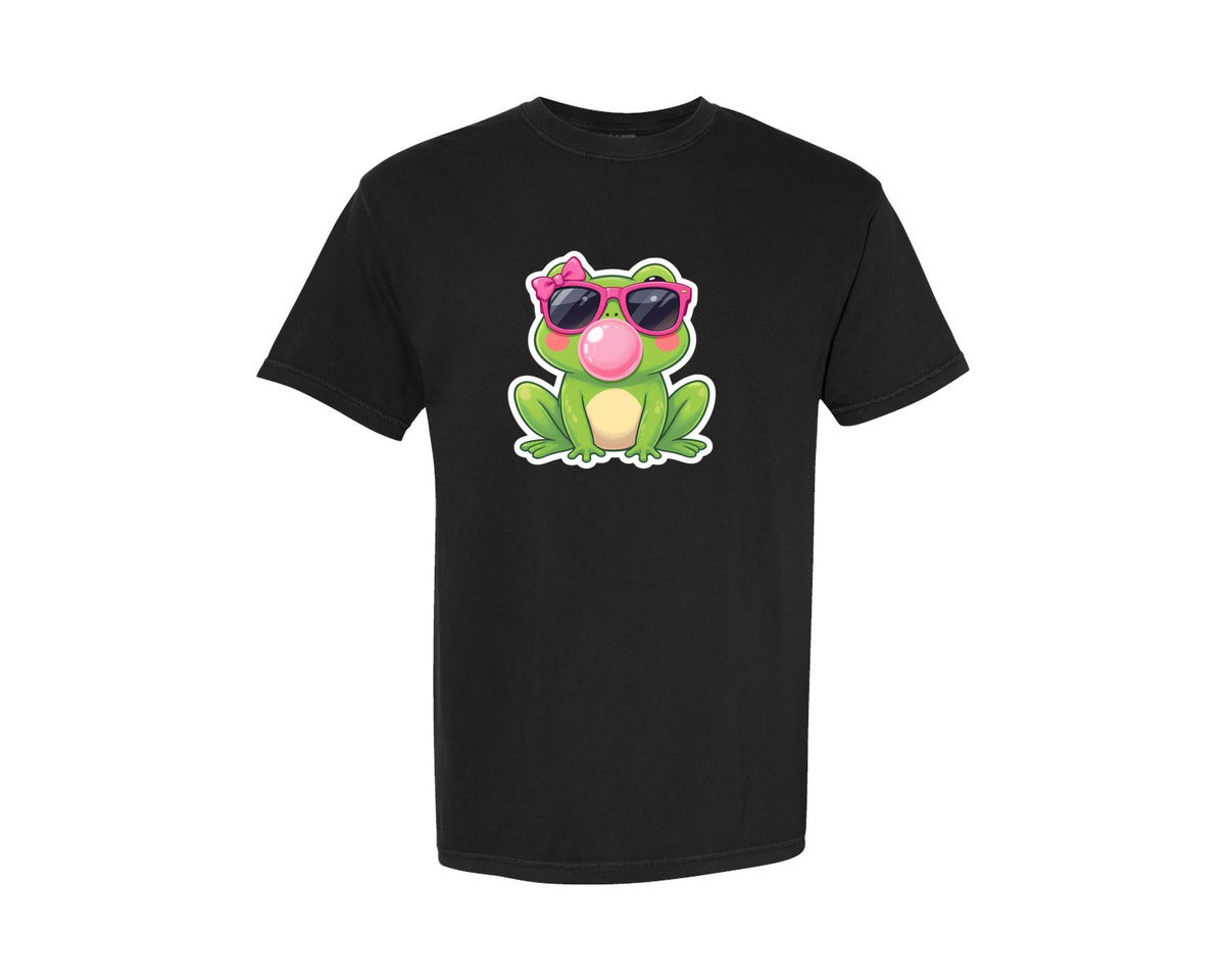 brand:Comfort Colors|color:Black|Bubblegum Frog Sunglasses Graphic T-Shirt