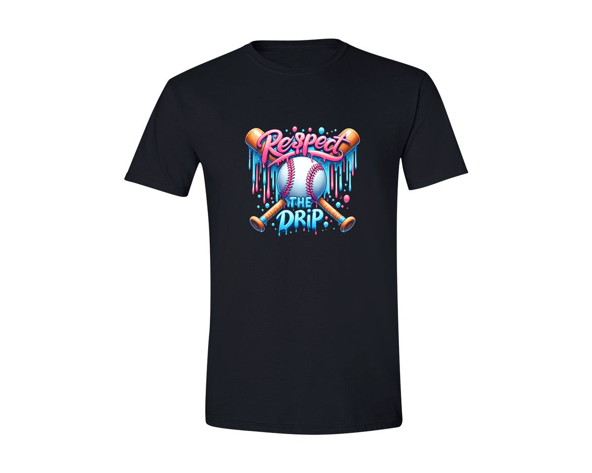 brand:Generic|color:Black|Baseball Respect The Drip Mom Icecream 2 Graphic T-Shirt