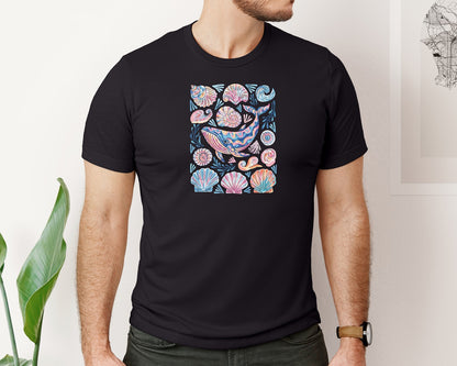 brand:Bella Canvas|color:Black|Boho Summer Whale Coastal Summer Graphic T-Shirt