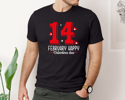 brand:Bella Canvas|color:Black|14 February Happy Valentines Day 7 Graphic T-Shirt