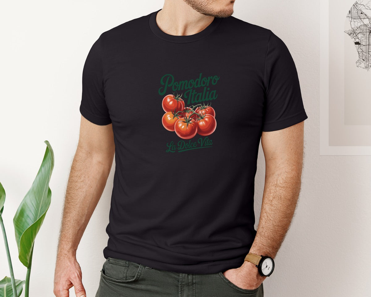 brand:Bella Canvas|color:Black|Pomodoro Italia La Dolce Vita Tomato Graphic T-Shirt