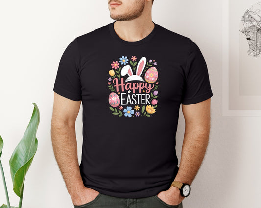 Happy Easter Floral Cute Bunny Graphic T-Shirt