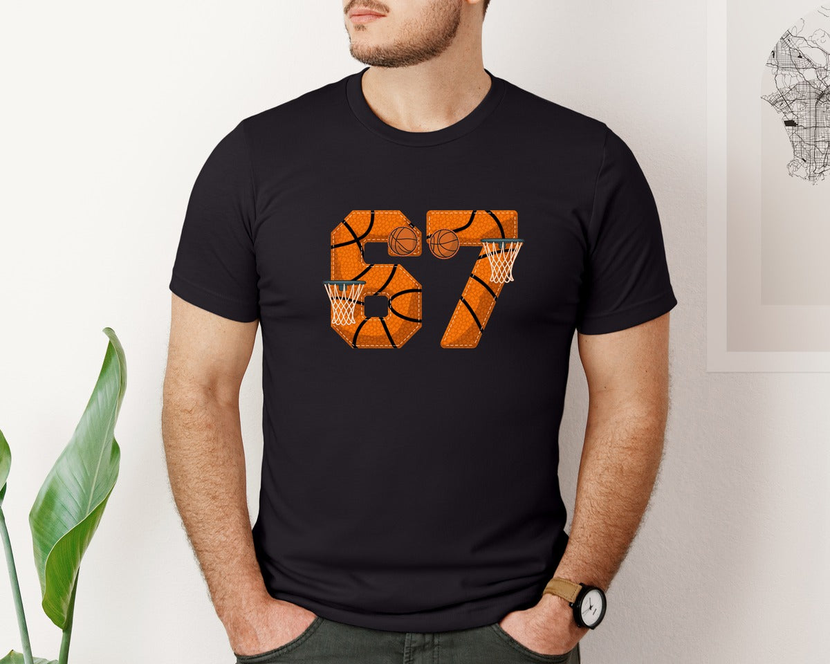 brand:Bella Canvas|color:Black|Basketball 67 Six Seven Graphic T-Shirt