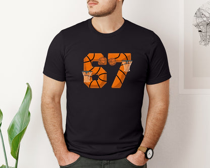 brand:Bella Canvas|color:Black|Basketball 67 Six Seven Graphic T-Shirt