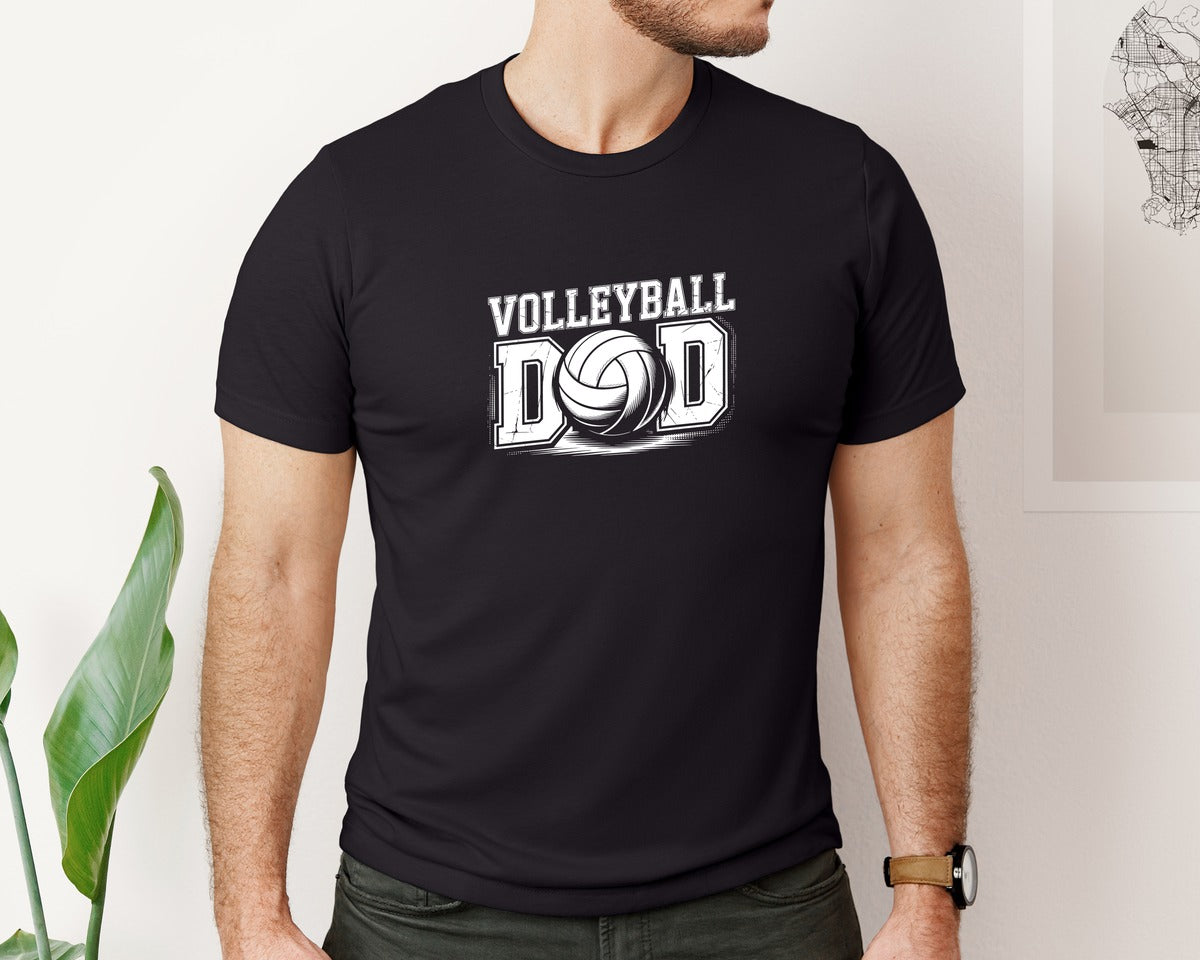 brand:Bella Canvas|color:Black|Bold Volleyball Dad Graphic Design Graphic T-Shirt
