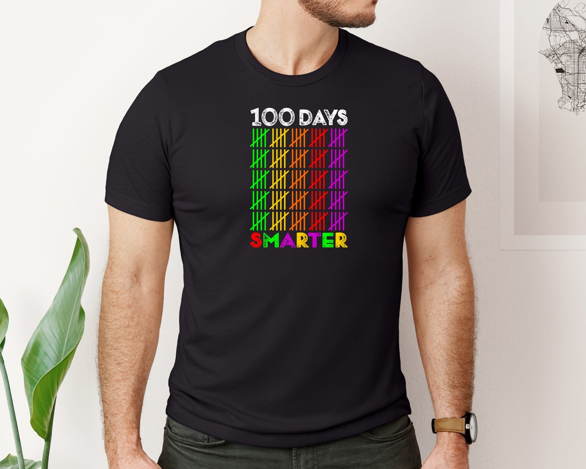 brand:Bella Canvas|color:Black|100 Day Of School Design 3 Graphic T-Shirt