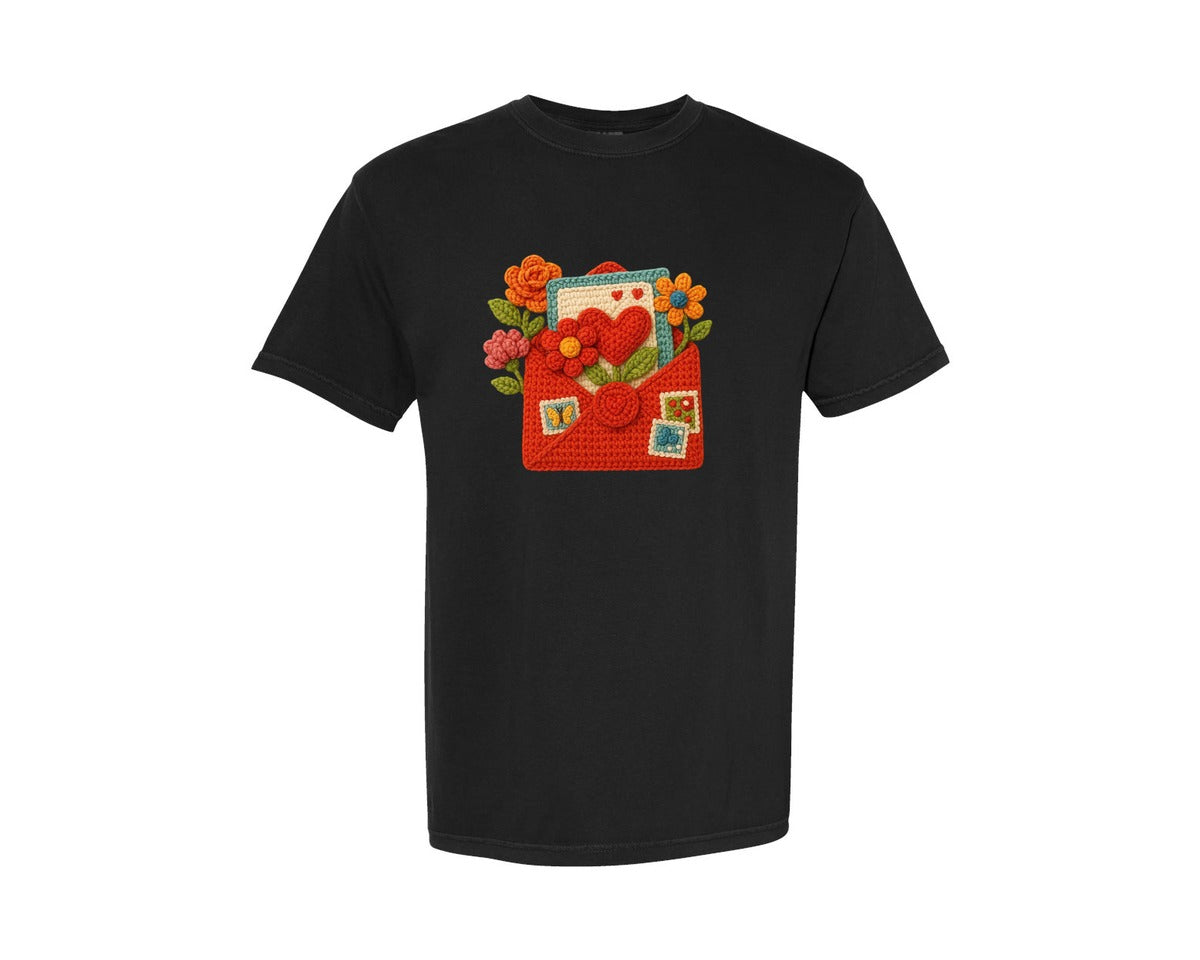brand:Comfort Colors|color:Black|Crochet Valentines Day 5 Graphic T-Shirt