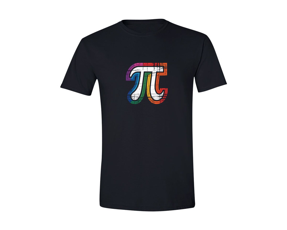 brand:Generic|color:Black|Retro Pi Symbol Vintage Rainbow Pi Graphic T-Shirt