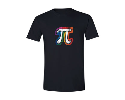 brand:Generic|color:Black|Retro Pi Symbol Vintage Rainbow Pi Graphic T-Shirt