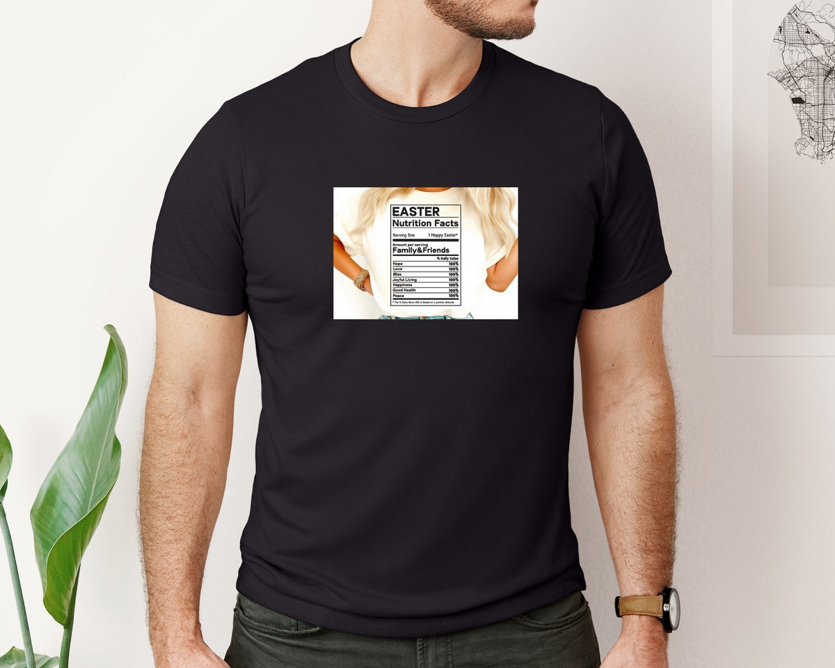 brand:Bella Canvas|color:Black|Easter Nutrition Facts Easter 2 Graphic T-Shirt