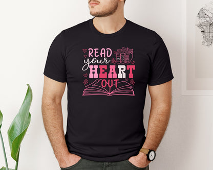 brand:Bella Canvas|color:Black|Read Your Heart Out Books Graphic T-Shirt