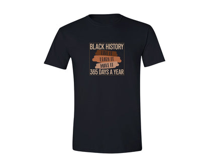 brand:Generic|color:Black|Live It Learn It Black History 365 Graphic T-Shirt