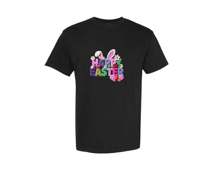 brand:Comfort Colors|color:Black|Latch Yarn Happy Easter 7 Graphic T-Shirt