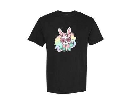brand:Comfort Colors|color:Black|Glitter Easter Bunny Coquette 7 Graphic T-Shirt