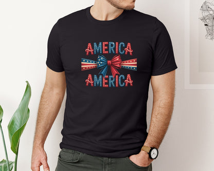 brand:Bella Canvas|color:Black|Patriotic America Design With Stars An Graphic T-Shirt