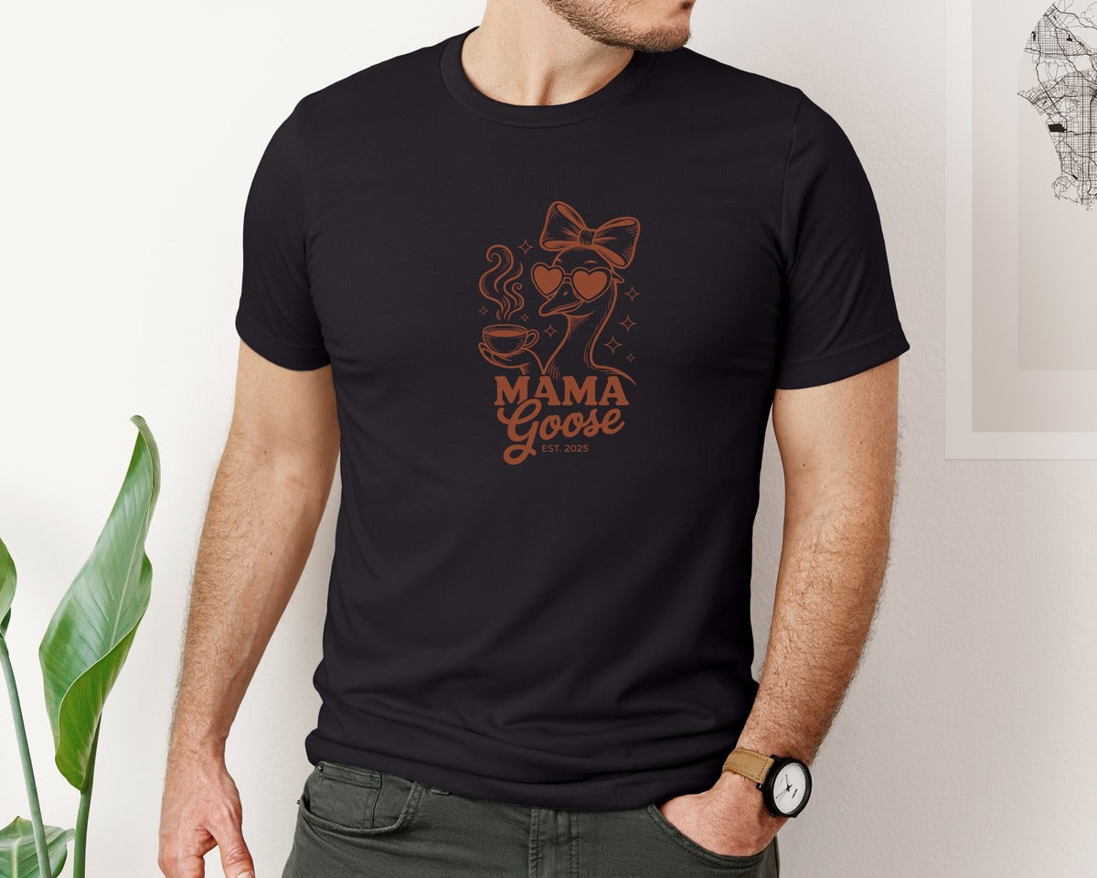 brand:Bella Canvas|color:Black|Floral Mama Goose T Shirt Design Graphic T-Shirt