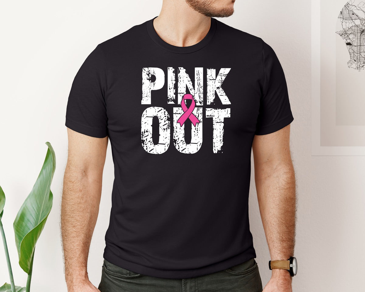 brand:Bella Canvas|color:Black|Football Pink Out Breast Cancer 6 Graphic T-Shirt