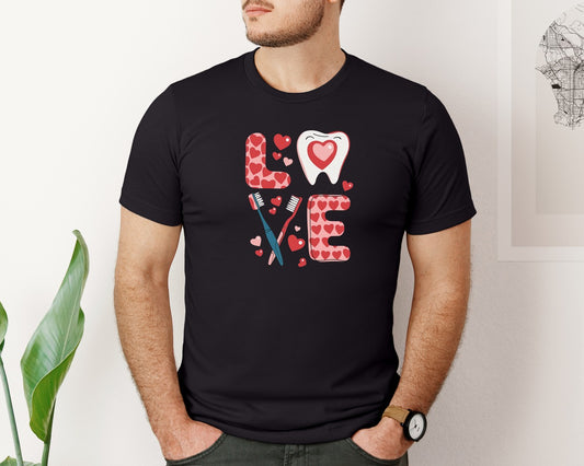 Valentines Day Love Tooth Dentist Graphic T-Shirt