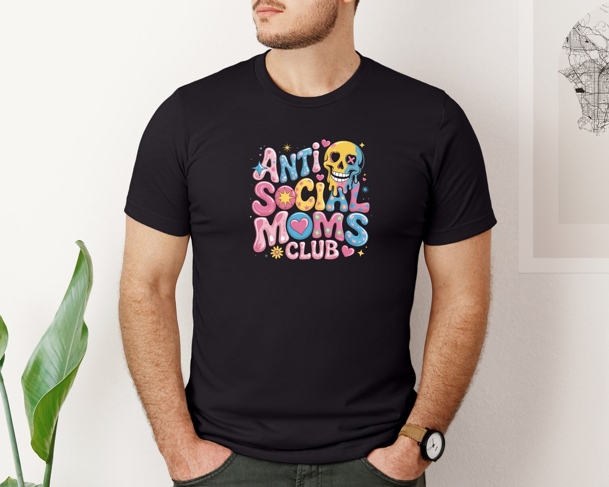 brand:Bella Canvas|color:Black|Anti Social Moms Club T Shirt Design Graphic T-Shirt