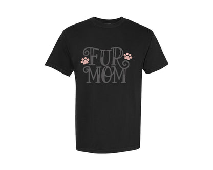 brand:Comfort Colors|color:Black|Fur Mom Cute Crazy Cat Lady Quote 2 Graphic T-Shirt