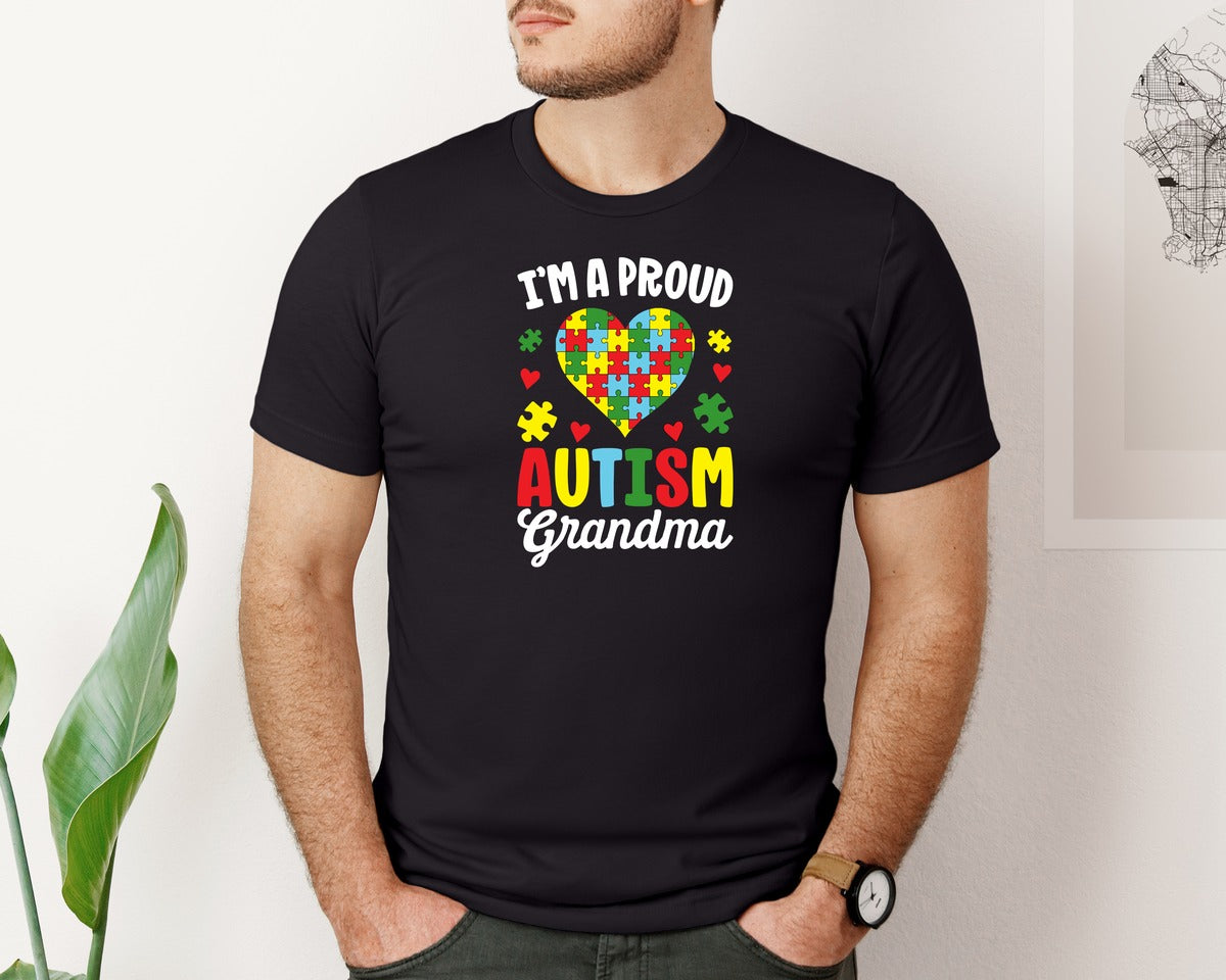brand:Bella Canvas|color:Black|Im A Proud Autism Grandma T Shirt Graphic T-Shirt