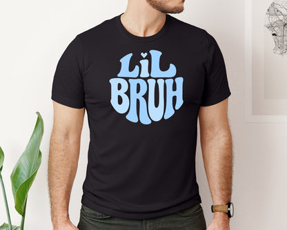 brand:Bella Canvas|color:Black|Lil Bruh Retro Little Brother Graphic T-Shirt