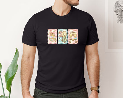 brand:Bella Canvas|color:Black|Yarn Crochet Happy New Year 2026 5 Graphic T-Shirt
