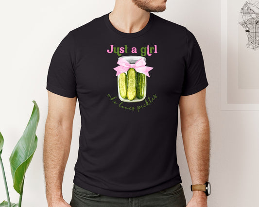 Coquette Just A Girl Who Loves Pickles Graphic T-Shirt