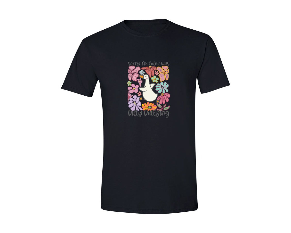 brand:Generic|color:Black|Sorry Im Late Dilly Dallying Goose