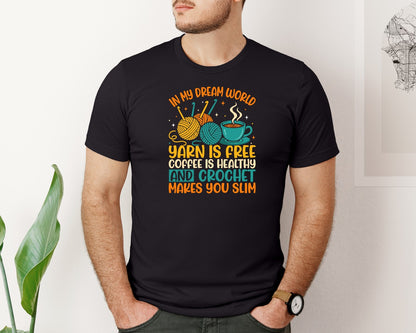 brand:Bella Canvas|color:Black|Funny Crochet And Coffee T Shirt Design Graphic T-Shirt