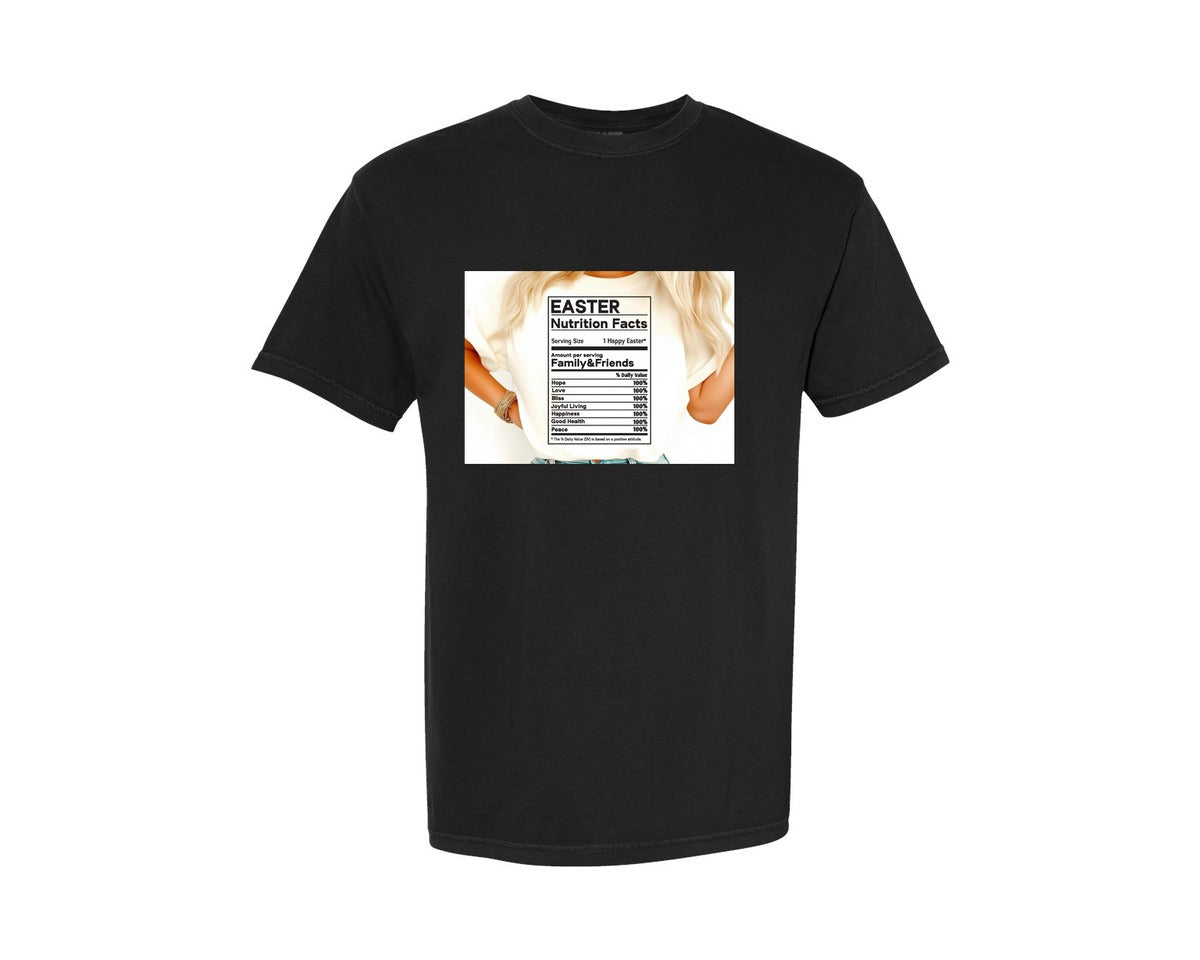 brand:Comfort Colors|color:Black|Easter Nutrition Facts Easter 2 Graphic T-Shirt