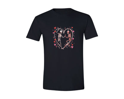 brand:Generic|color:Black|Valentines Day Skeleton Heart 4 Graphic T-Shirt