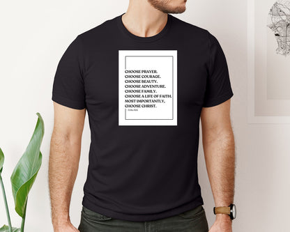 brand:Bella Canvas|color:Black|Choose Christ Quote Erika Kirk Charlie Graphic T-Shirt