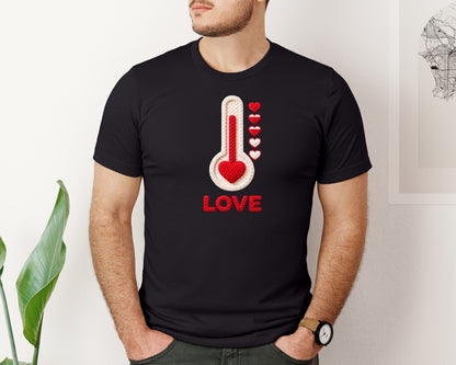 brand:Bella Canvas|color:Black|Valentine Day Thermometer Graphic T-Shirt