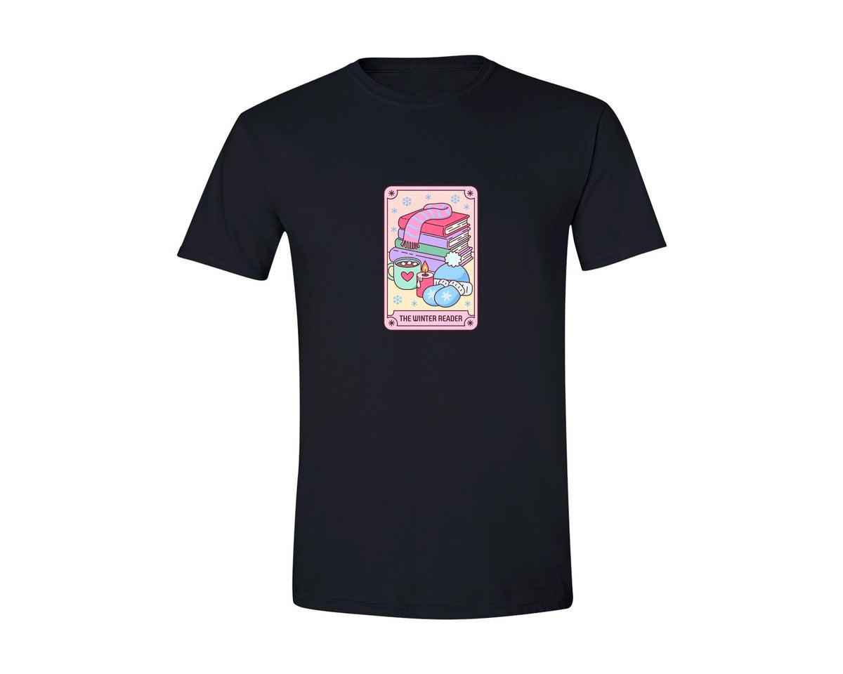 brand:Generic|color:Black|The Winter Reader Cozy Design Graphic T-Shirt