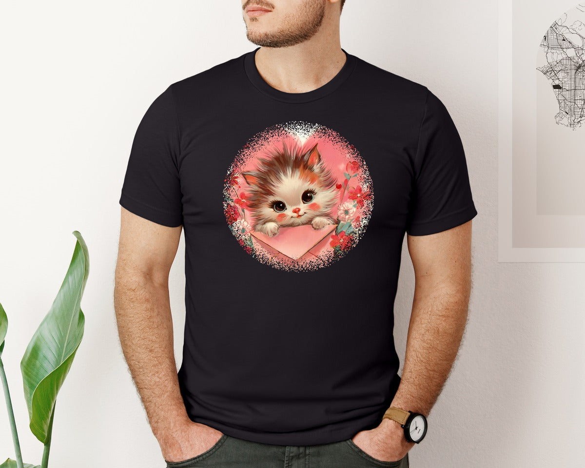 brand:Bella Canvas|color:Black|Vintage Valentine Round Tshirt 30 Graphic T-Shirt