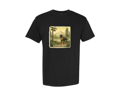 brand:Comfort Colors|color:Black|Local Boy Hunting Dog Graphic T-Shirt
