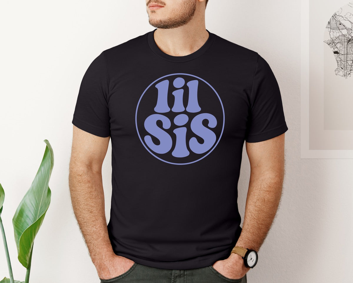 brand:Bella Canvas|color:Black|Retro Lil Sis Little Sister T Shirt Graphic T-Shirt