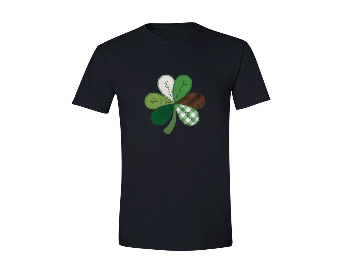 brand:Generic|color:Black|Patchwork St Patricks Day Shamrock 8 Graphic T-Shirt