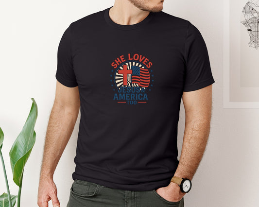She Loves Jesus And America Too 30 Graphic T-Shirt