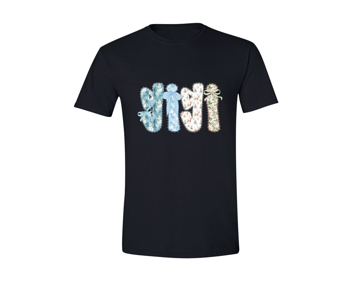 brand:Generic|color:Black|Preppy Mama Gigi Mimi Winter Graphic T-Shirt