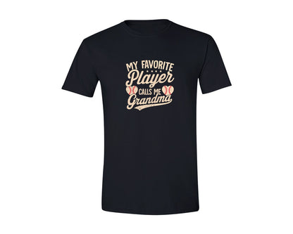 brand:Generic|color:Black|My Favorite Player Calls Me Grandma Graphic T-Shirt