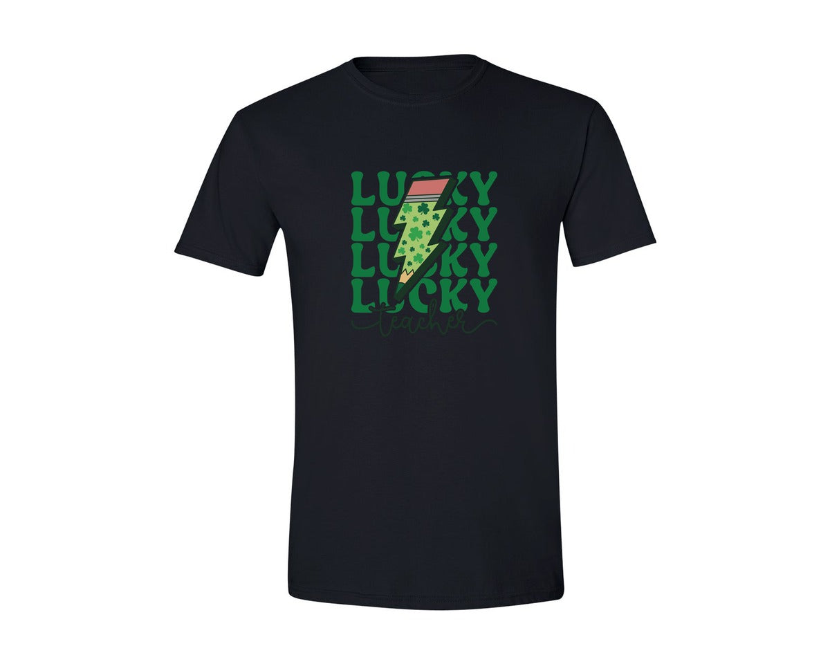 brand:Generic|color:Black|Lucky Teacher St Patricks Day 10 Graphic T-Shirt