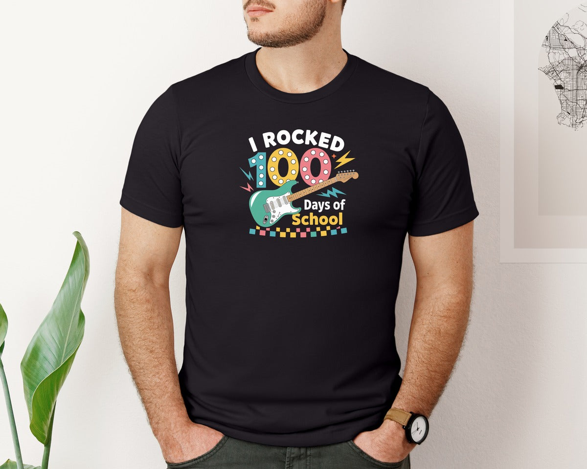 brand:Bella Canvas|color:Black|I Rocked 100 Days Of School 2 Graphic T-Shirt
