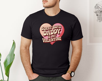 brand:Bella Canvas|color:Black|Daddy Is My Valentine 2 Graphic T-Shirt