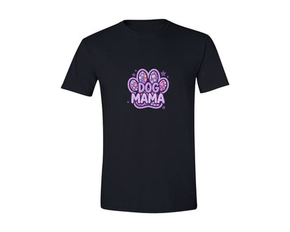 brand:Generic|color:Black|Dog Mama Preppy Dog Mom Flower Graphic T-Shirt