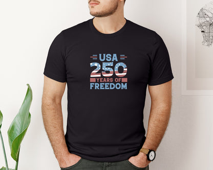 brand:Bella Canvas|color:Black|Usa 250 Years Of Freedom T Shirt Design Graphic T-Shirt