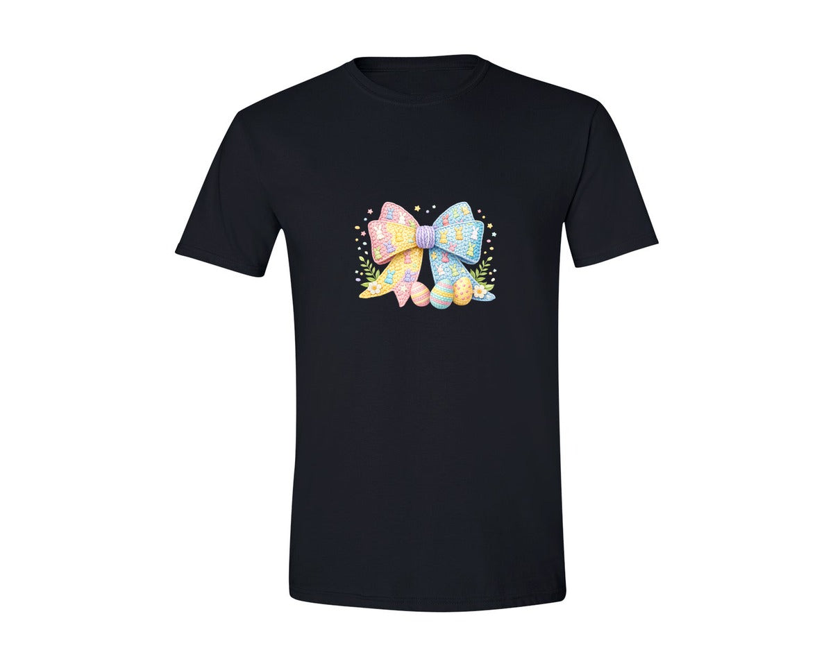 brand:Generic|color:Black|Faux Yarn Bunny Fbow Graphic T-Shirt