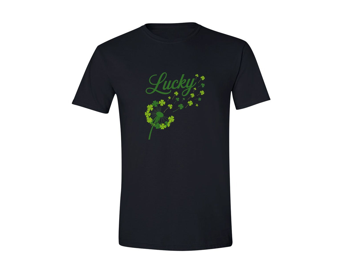 brand:Generic|color:Black|Lucky Clover Dandelion St Patricks Graphic T-Shirt